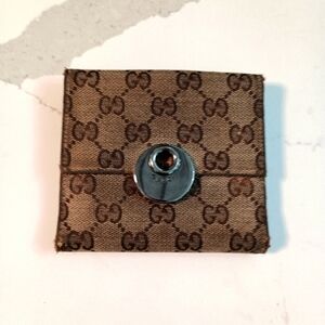 Authentic Gucci Bifold Wallet Eclipse GG Canvas Leather Beige Compact Women